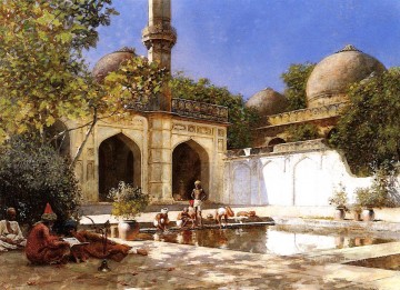 Figuras en el patio de una mezquita árabe Edwin Lord Weeks Pinturas al óleo